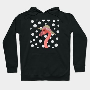 Flamboyant Pink Flamingo and Large Polka Dots Hoodie